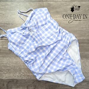 Aleumdr Gingham Keyhole One Piece Swimsuit Size 9Y